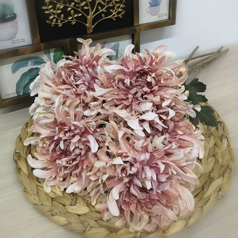 Искусственные цветы в Туле | Цветок искусственный «Хризантема», персиково-розовая, одиночный