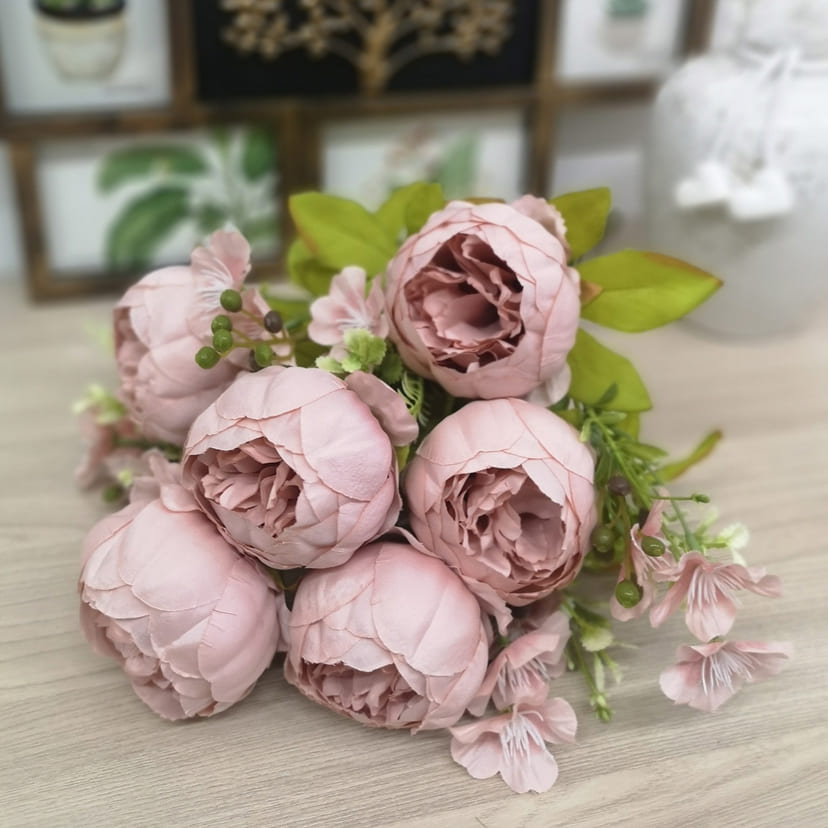 Искусственные цветы в Туле | Цветы искусственные «Пионы», розовый, винтаж, букет