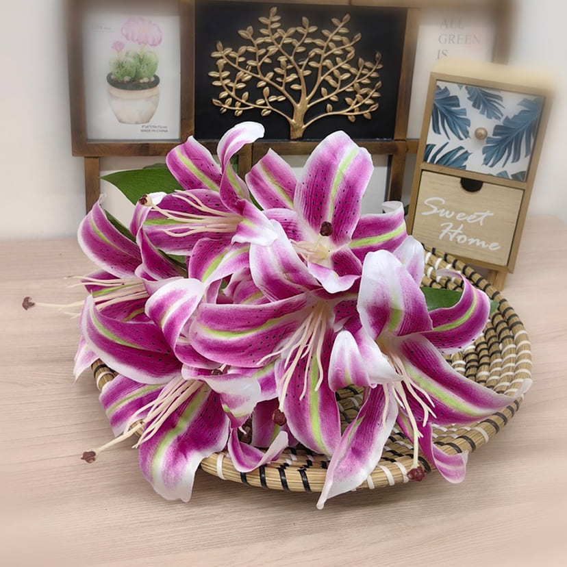 Искусственные цветы в Туле | Цветы искусственные «Лилии крупные», розово-сиреневые, букет