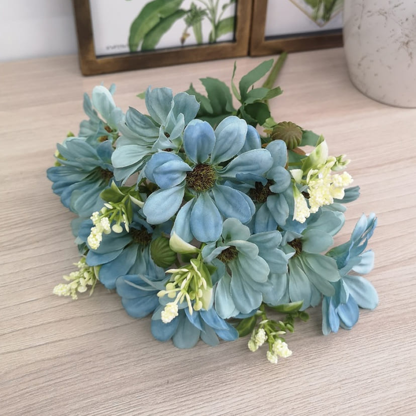 Искусственные цветы в Туле | Цветы искусственные «Ромашки с бутонами», голубые, букет