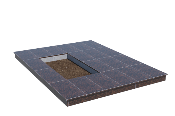 Площадки на могилу в Туле | Площадка с вертикальной (10 см) облицовкой Дымовским гранитом (под цветник)