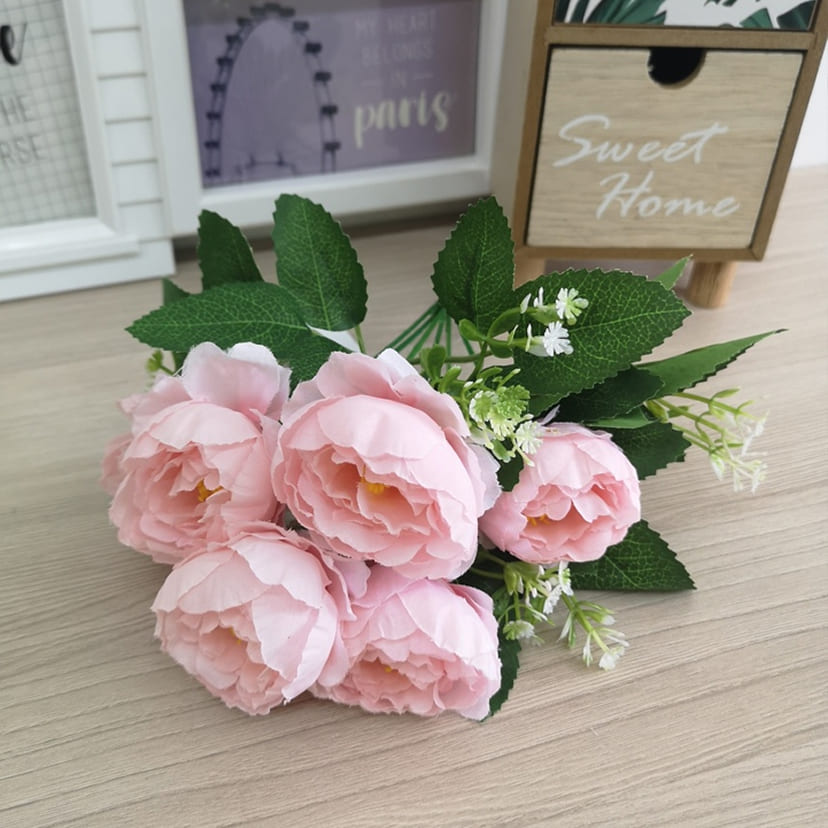 Искусственные цветы в Туле | Цветы искусственные «Минипиончики с гипсофилой», нежно-розовые, букет