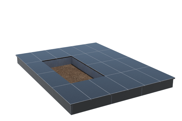 Площадки на могилу в Туле | Площадка с вертикальной (15 см) облицовкой гранитом Габбро (под цветник)