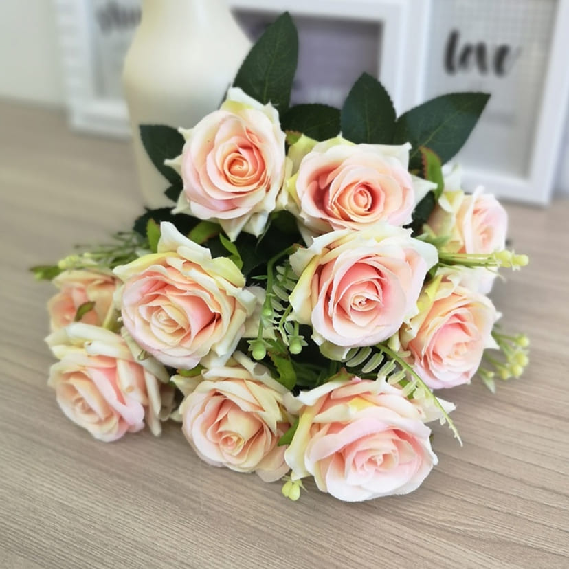 Искусственные цветы в Туле | Цветы искусственные «Розы острые», розовато-молочные, букет