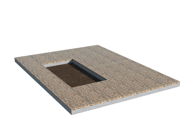 Площадки на могилу в Туле | Площадка с облицовкой Южно-Султаевским гранитом (под цветник)