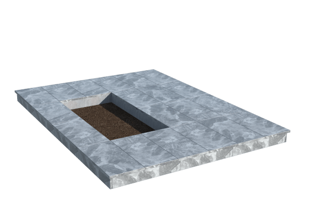 Площадки на могилу в Туле | Площадка с вертикальной (10 см) мраморной облицовкой (под цветник)