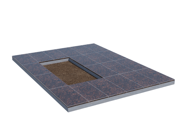 Площадки на могилу в Туле | Площадка с облицовкой Дымовским гранитом (под цветник)